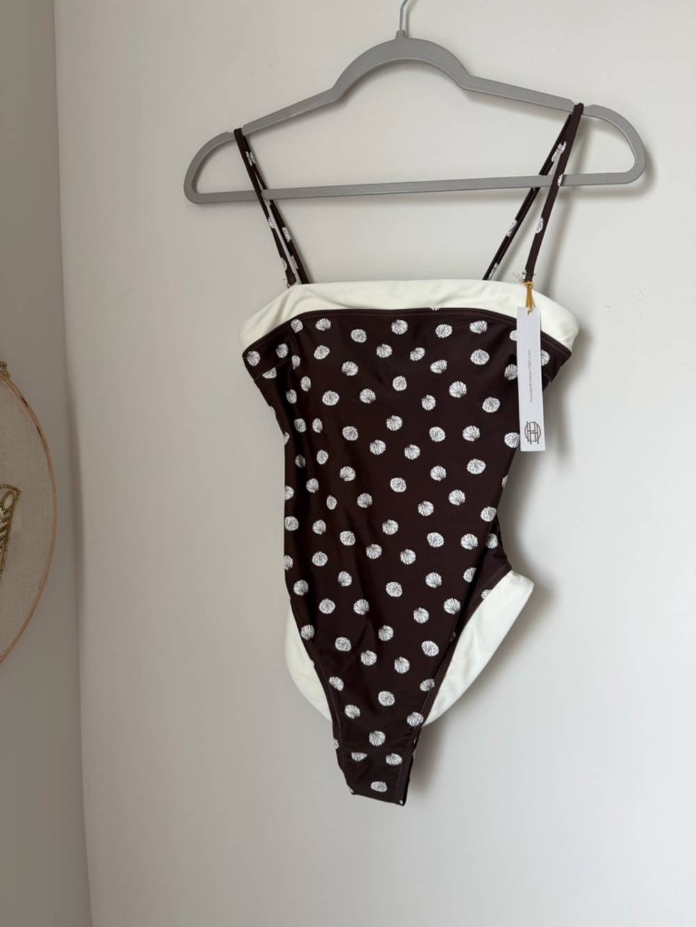 House of Harlow 1960 seashell Brown & Cream One-Piece Swimsuit